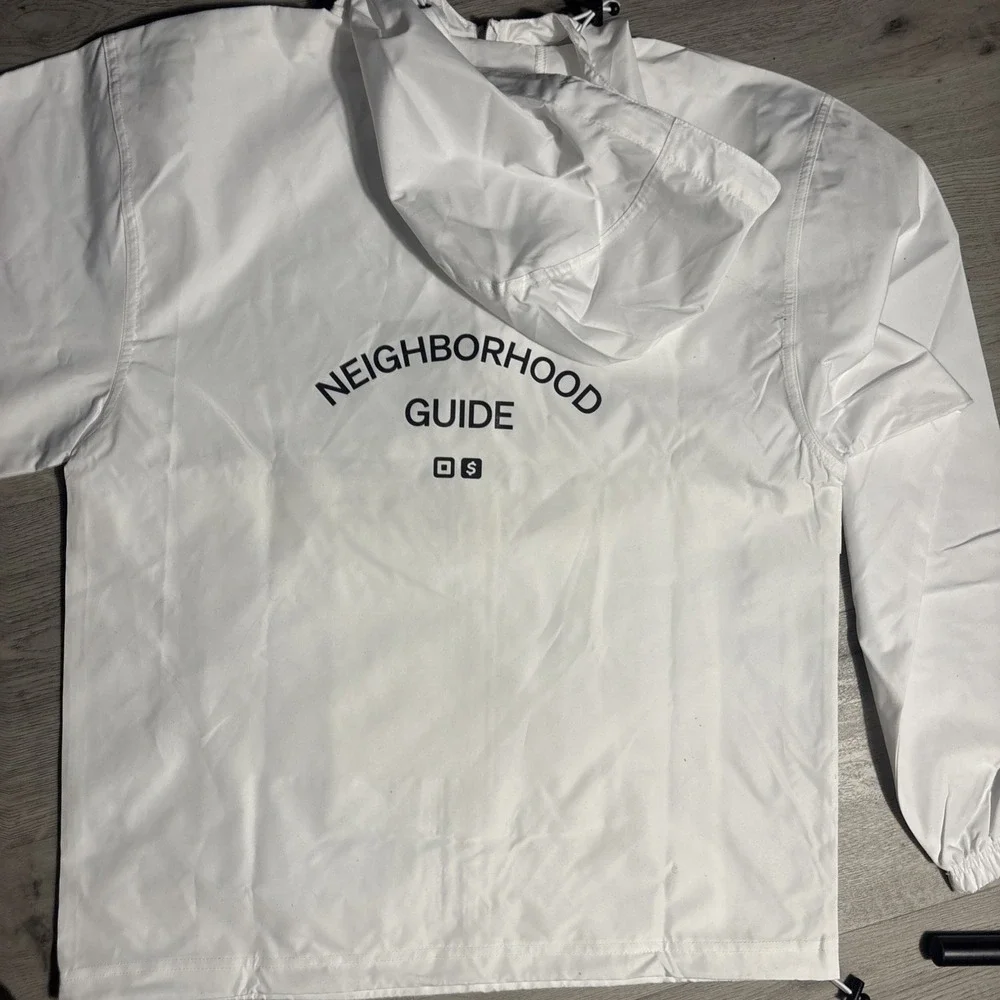 Champion Neighborhood‎ Guide White Hooded Anorak Windbreaker Jacket Small